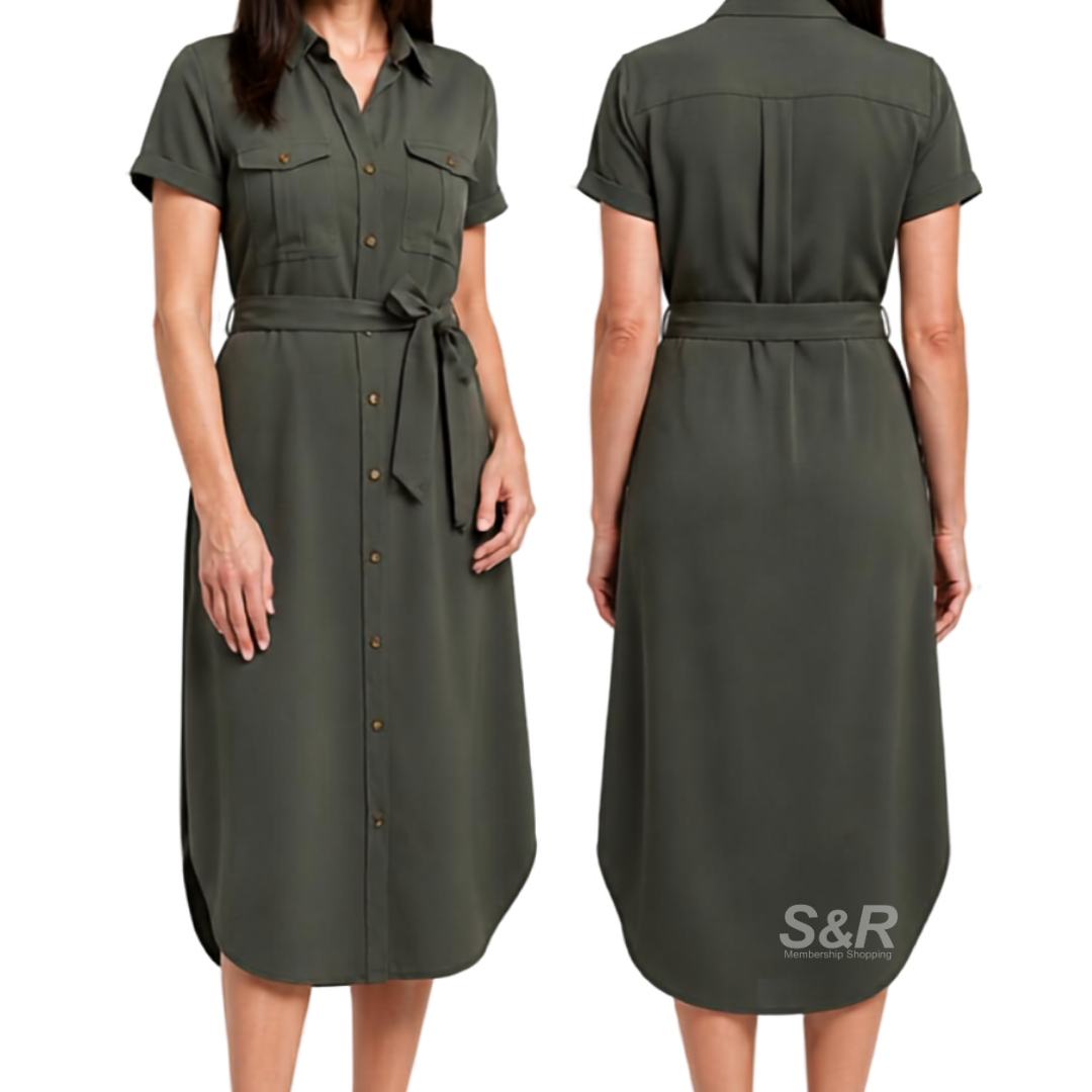 Teddi Rose Ladies Lyocell Shirt Dress Olive Green